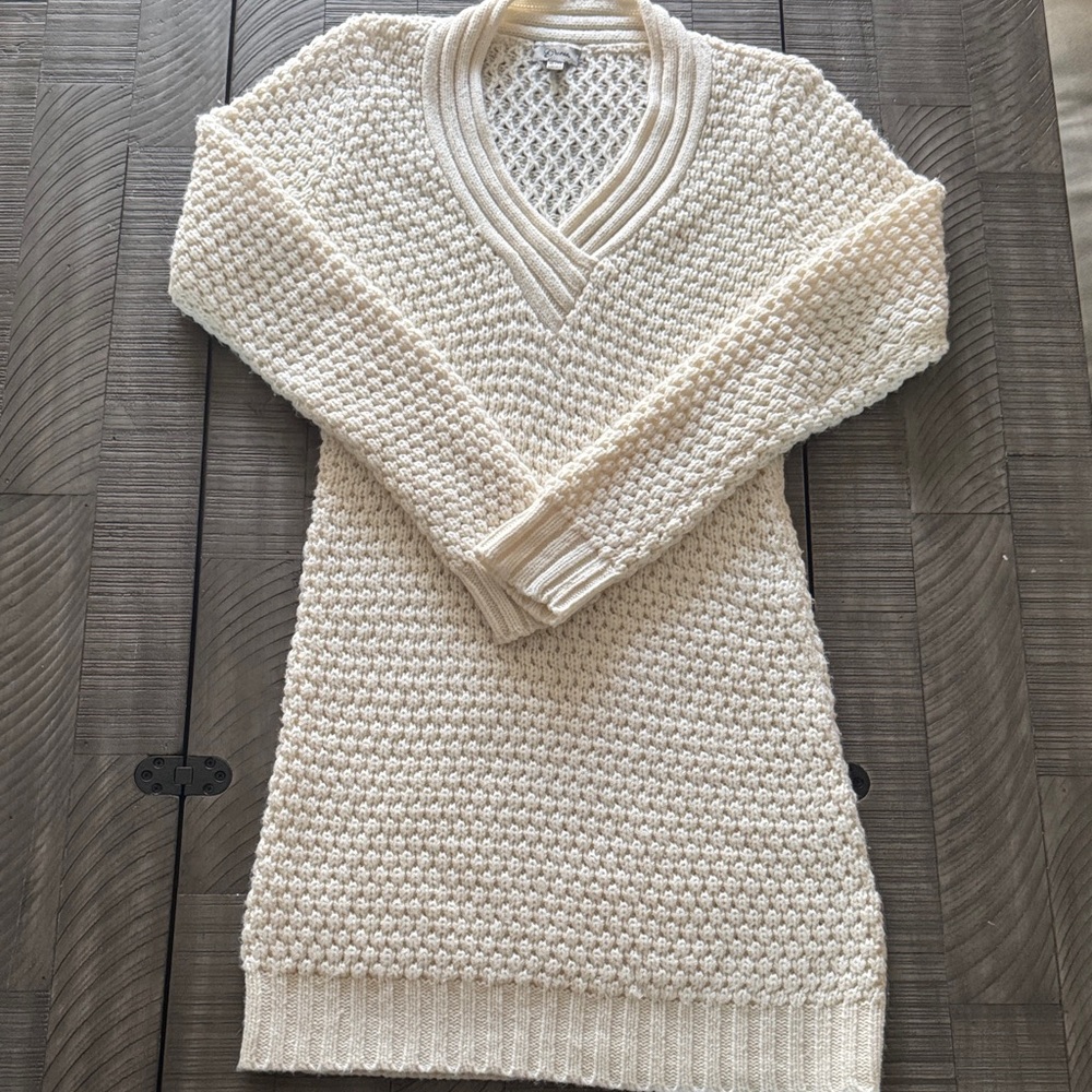 Guess Cream Long Sleeve Knit Dress